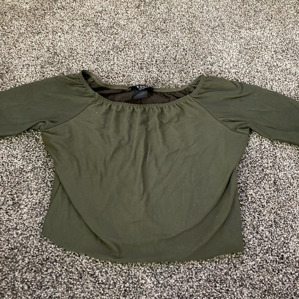 Green crop top. Size large